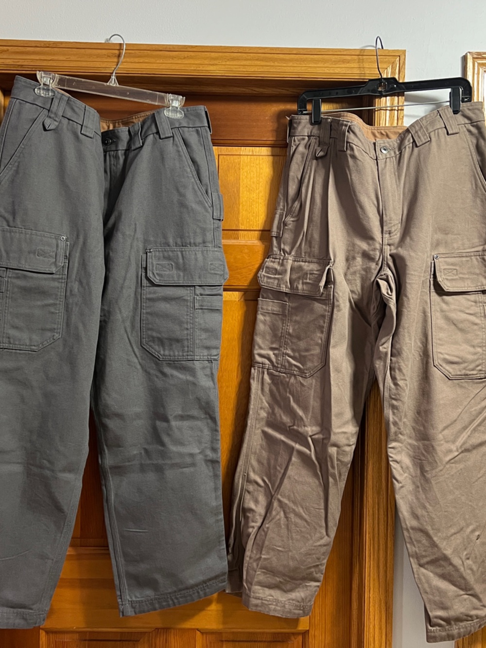 Duluth Trading Co Fire Hose Cargo Pants in Gray and Tan